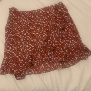 Shein XS red floral wrap skirt